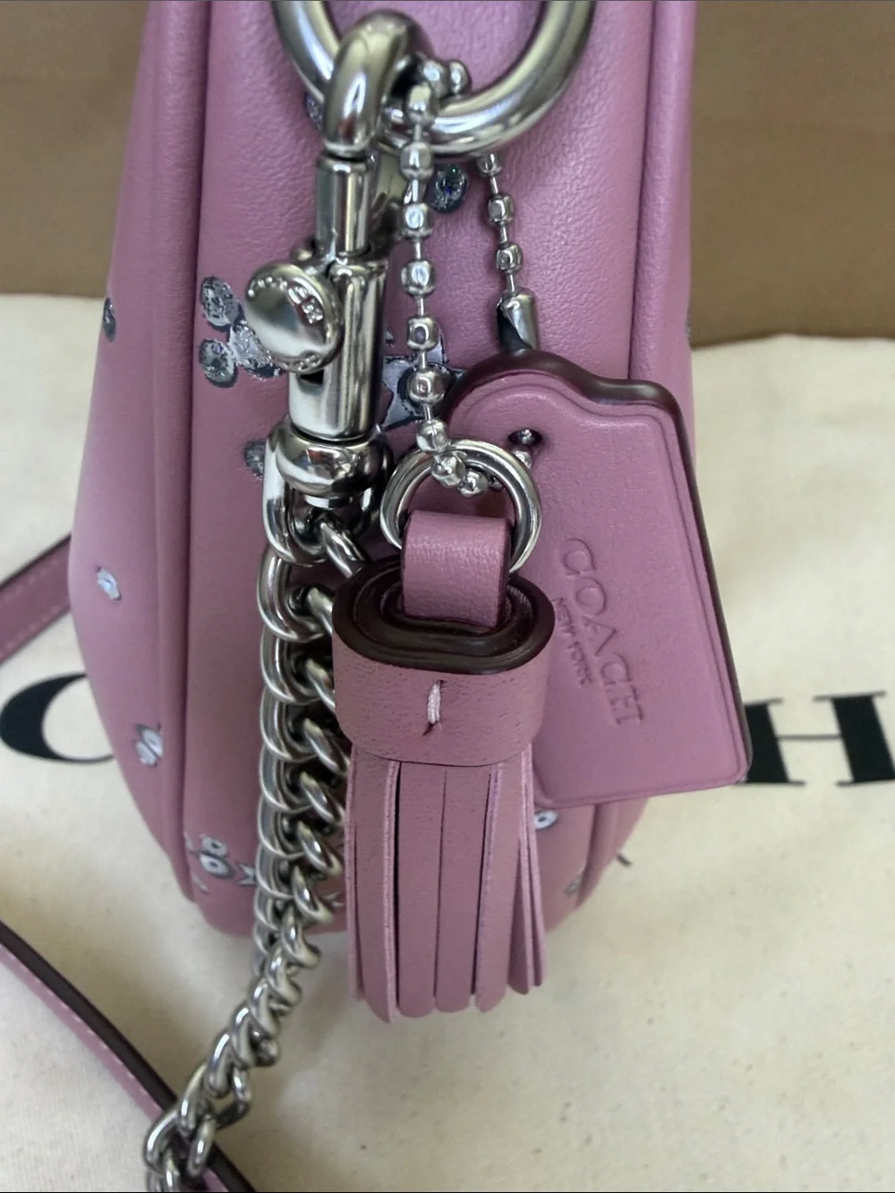 Coach Pink Star-Studded Mini Hobo Bag